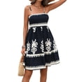 thumbnail image 2 of Women Floral Sundress Spaghetti Strap Flowy Beach Vacation Boho Mini Dresses Dark Blue S, 2 of 10