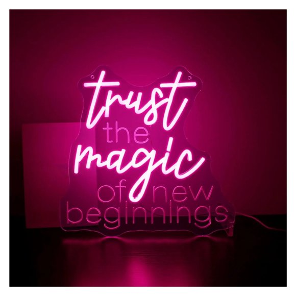 Trust The Magic Of New Beginnings Neon Sign Light Dimmable For Bar Beer Man Cave Party Room Wall Decor 33cmx33.8cm