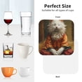 thumbnail image 6 of Pofeuu Haystack Meditating Cat Print Coasters for Drinks, 4Pack PU Leather Coasters, Bar Drink Coasters for Tabletop Protection, Furniture from Damage-Square, 6 of 6