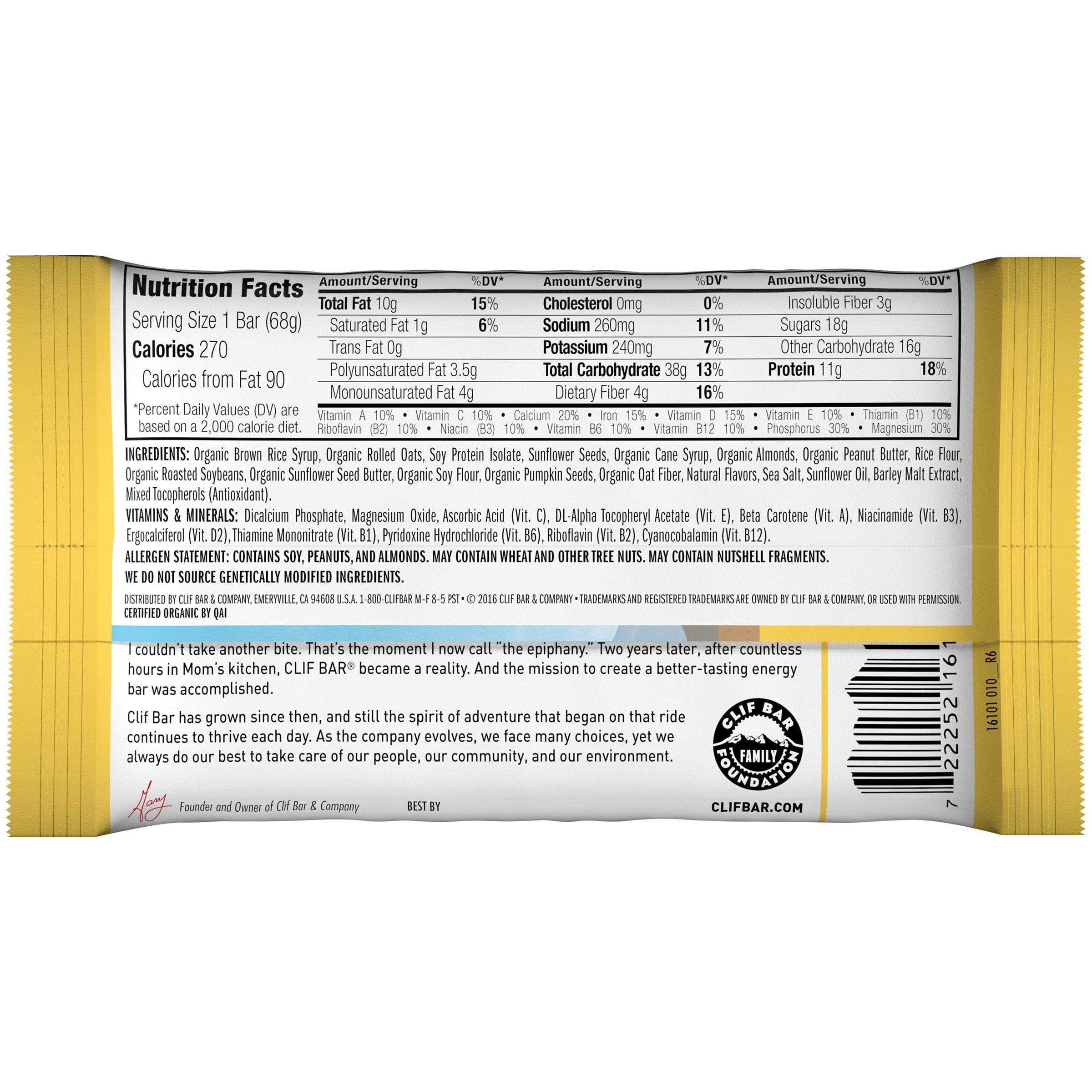 Clif BarÂ® Nuts & Seeds Energy Bar 2.4 oz. Wrapper