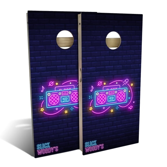 Skip's Garage | 80s Boombox Cornhole Board Set | Includes (2) Boards, (8) Bags & Optional Accessories
