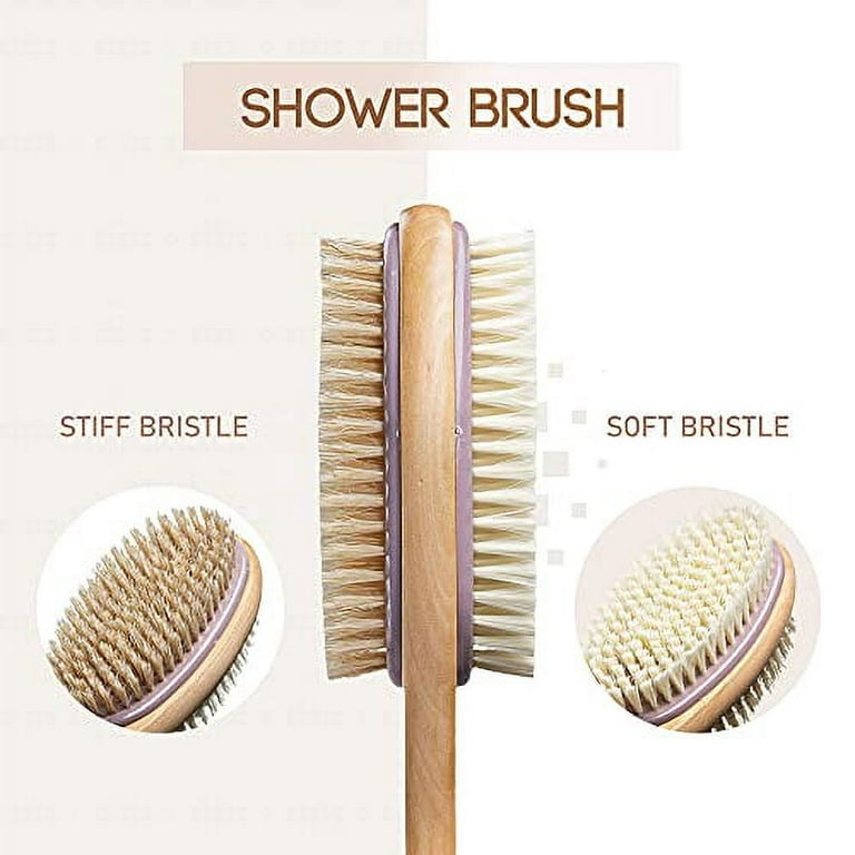 Slick- Shower Brush, Double Sided Shower Brush, Back Scrubber, Bath Brush,  Back Brush, Back Brush Long Handle for Shower, Shower Brushes for Your