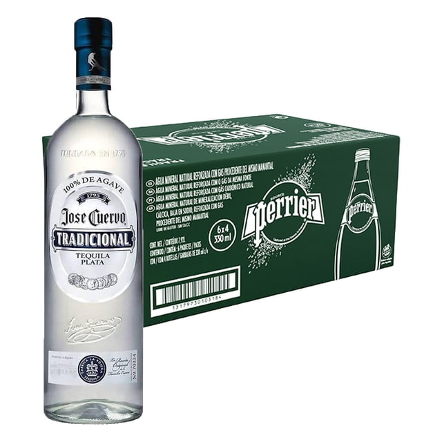 Pack 24 Agua Perrier 330 ml + Tequila Jose CuervoTradicional Plata 950 ml