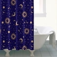thumbnail image 4 of Blue Gold Sun Moon Pattern Shower Curtain 72"x84" ,Bathroom Decorative Shower Curtains Set with 12 Hooks,Modern Waterproof Washable Shower Curtain, 4 of 6