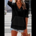 thumbnail image 4 of Sudadera con Capucha para Mujer, de Larga, Cuello en V y Bolsillos, para Playa Negro L, 4 of 8