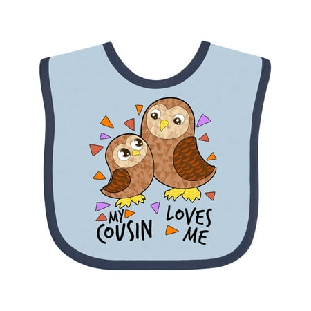 

Inktastic My Cousin Loves Me- Cute Owl Family Gift Baby Boy or Baby Girl Bib