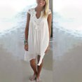 thumbnail image 2 of IROINNID Peplum Dress For Women Fashion Lace Beach Solid Sling Sleeveless Gorgeous Casual Dress V-Neck Below The Knee Dress, 2 of 5