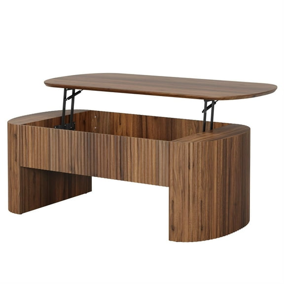 Demi Bonn 47" Lift-Top Coffee Table, Wooden Centerpiece, Brown Living Room Table, Sturdy End Table with Storage, Brown