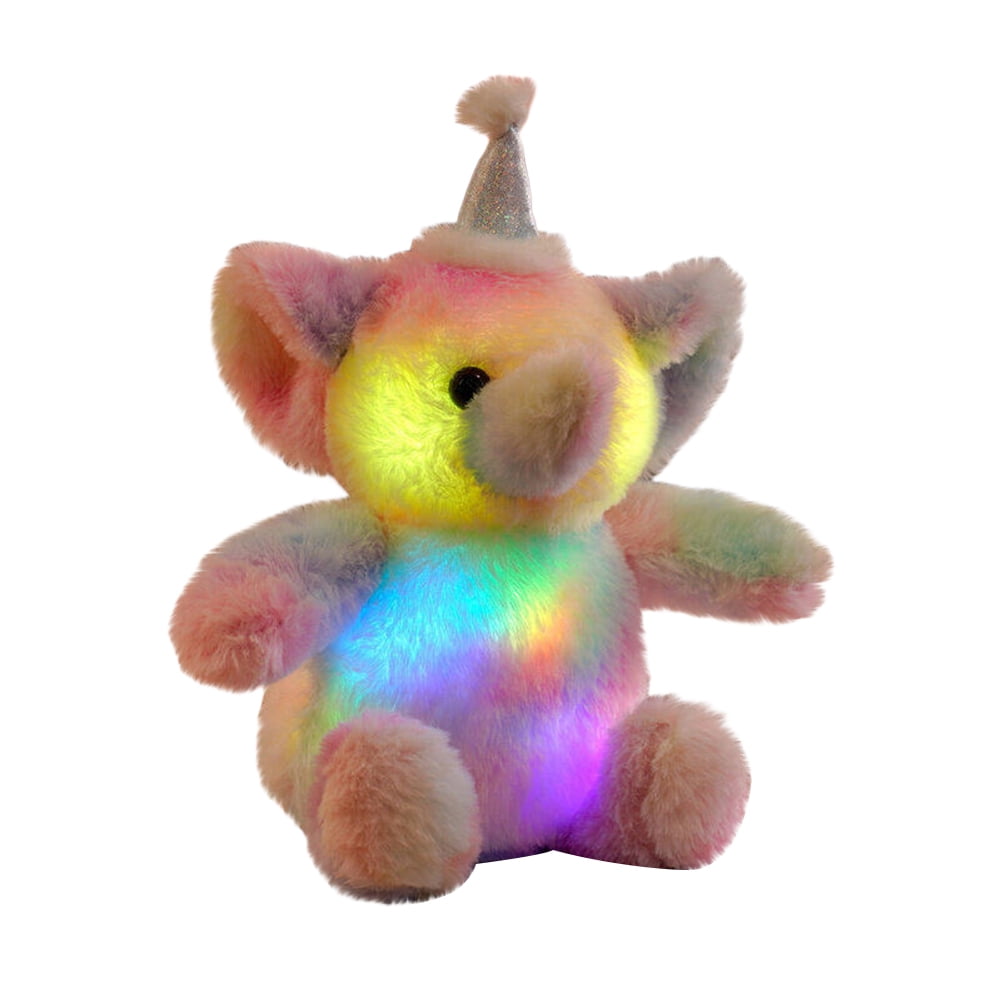 Uposao LED Glowing Elephant Toy Creative Colorful Night Light Plush Toy Soft Sitting Elephant