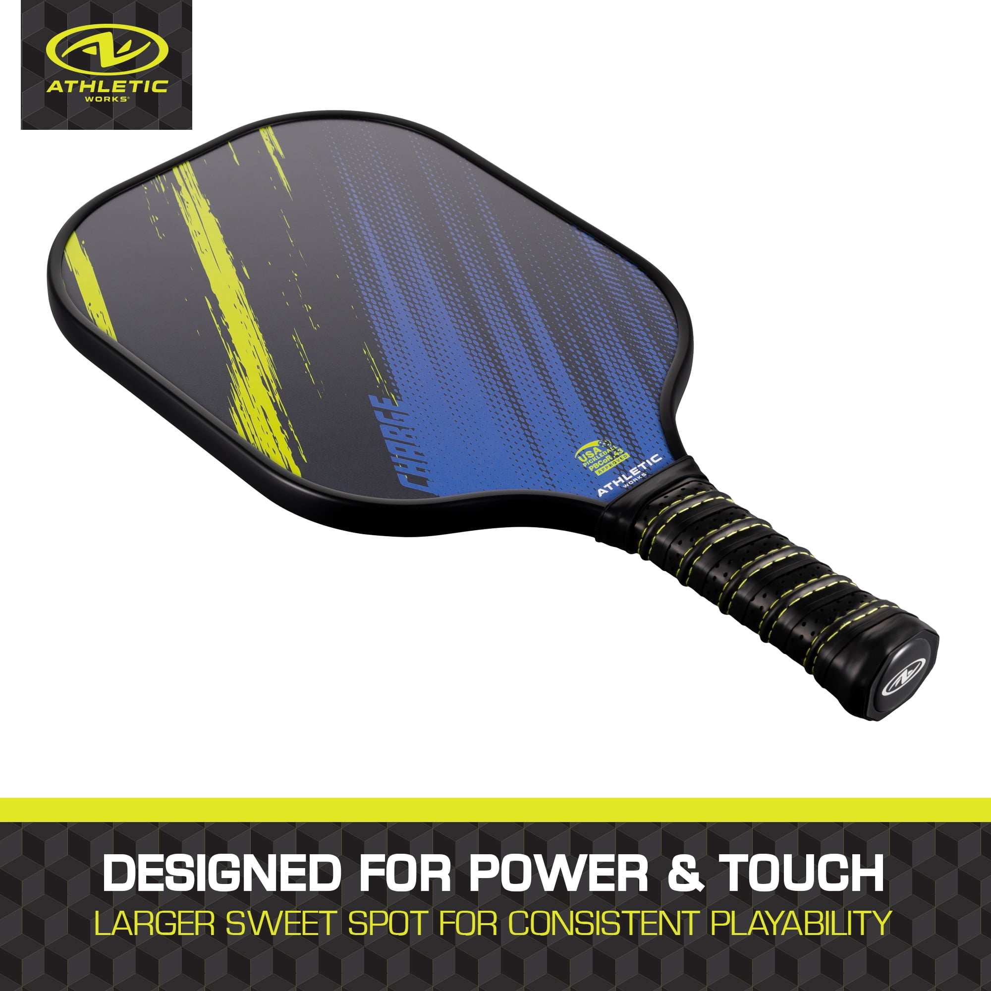 Athletic Works Charge Fiberglass Pickleball Paddle, Blue