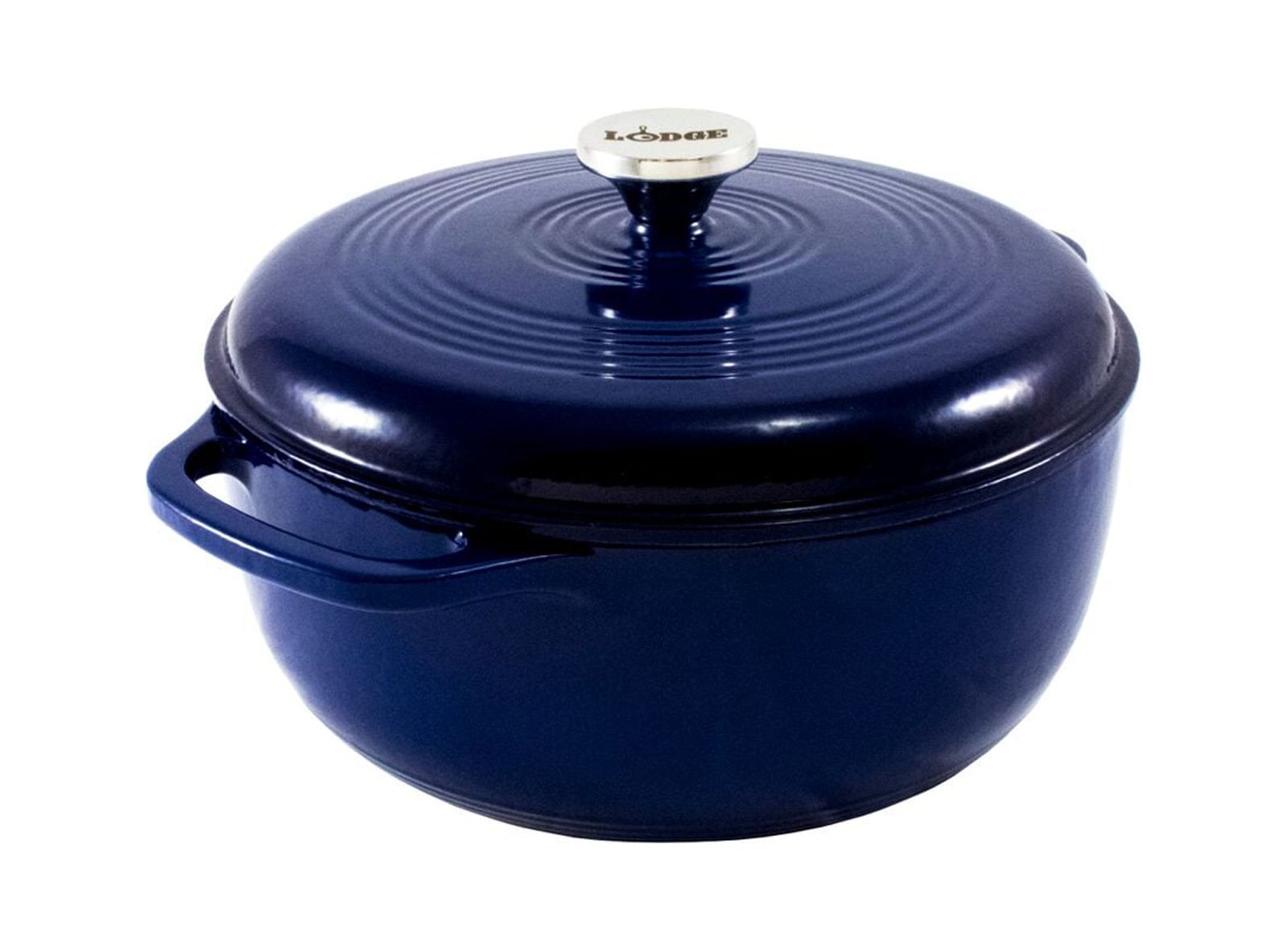 Lodge 6-Quart Enameled Cast Iron Dutch Oven, Indigo photo 1