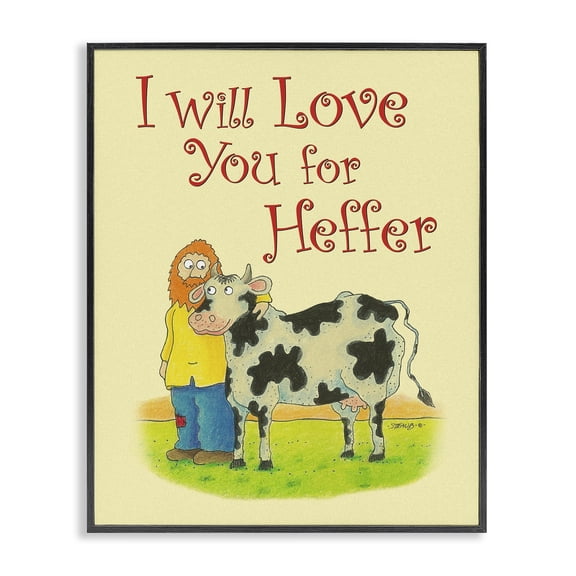 Stupell Industries Mid-Century Love You For Heffer Black Framed Giclee Art, 11 x 14, by Roger Straub