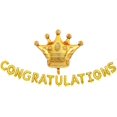 thumbnail image 1 of Gold Congratulations Balloons Banner with Crown Balloon Party Decorations Gold -, 1 of 5