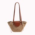 thumbnail image 4 of Bolso Tejido para Mujer Mano Paja Playa Sólido Verano Con Cinta Fiesta, 4 of 9