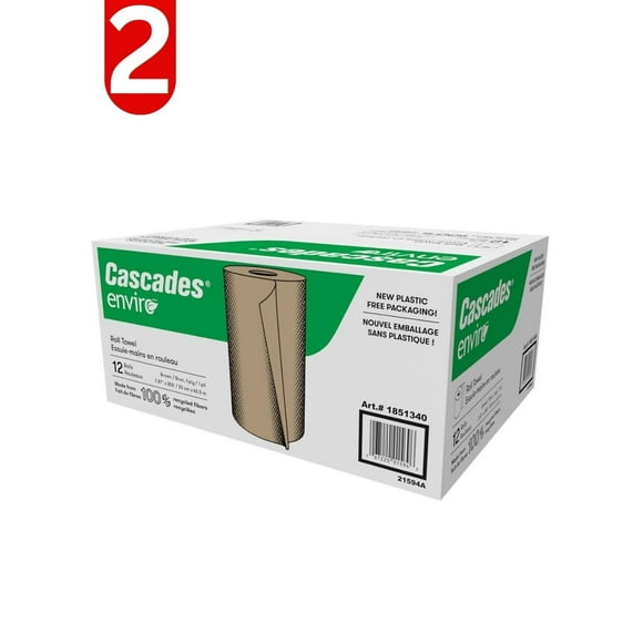 Cascades Enviro Brown Paper Towel Rolls, 12-pack, 2 Pack