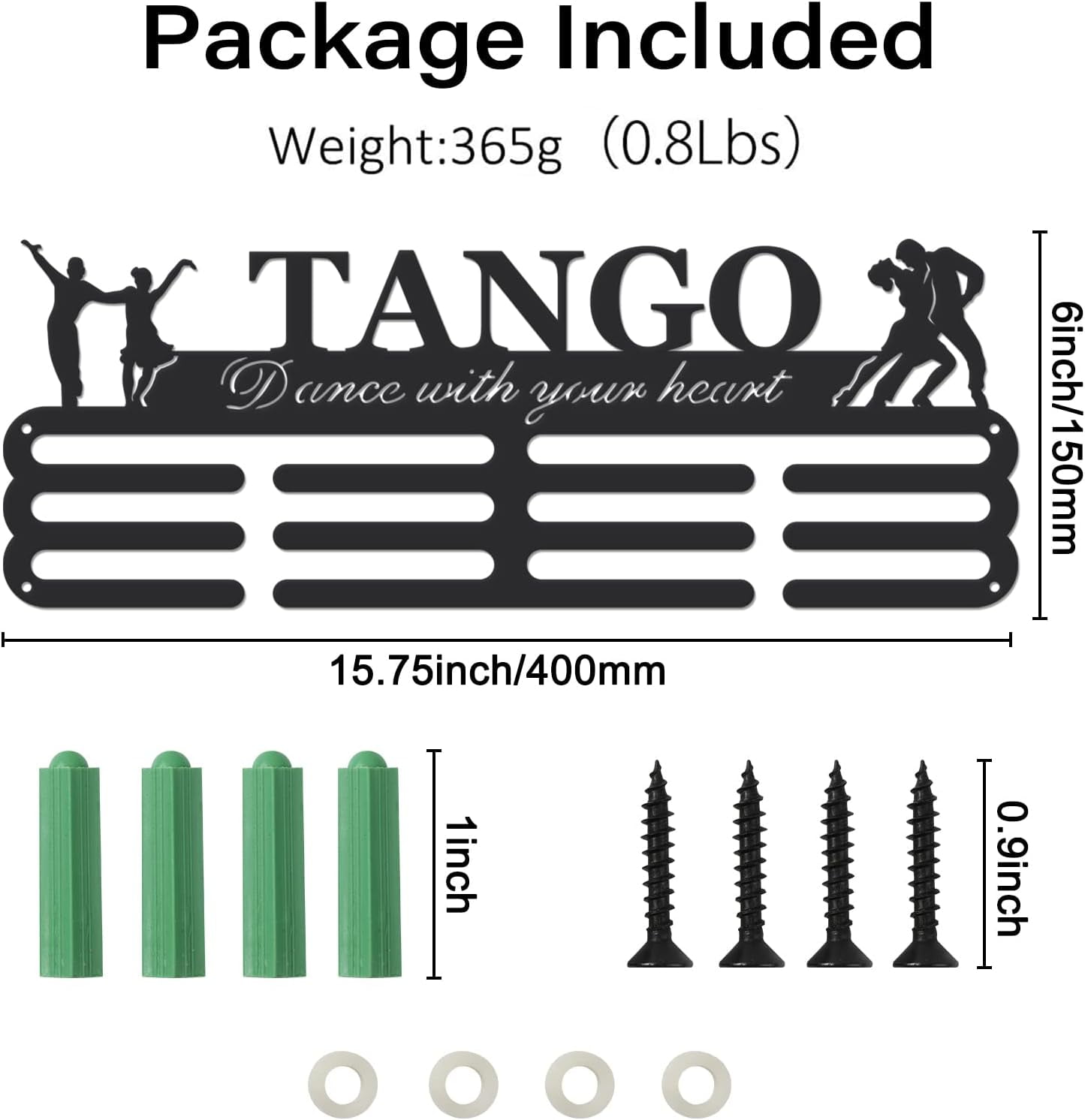 Tango Medal Hanger Display Sports Medal Holder Ballroom Dance Iron Competition Medals Display Rack for 60+ Medals Ribbon Decorative Awards Ribbon Hooks for Athletes Players Gift Black DIY