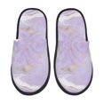 thumbnail image 1 of Balery Lavender Glitter Foil Stripes Pantuflas de Casa de Felpa Silenciosas con Diseño Estampado, Zapatillas Cómodas Antideslizantes de Algodón para Interior-Medium, 1 of 8