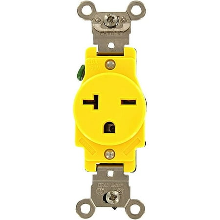 

5461-CR 20 Amp 250 Volt Narrow Body Single Receptacle Industrial Grade Grounding Corrosion Resistant Side Wired Yellow