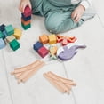 thumbnail image 3 of 2 piezas de accesorios de vía de tren de madera, vías con desvío multidireccional, juguete educativo para niños, piezas de vía compatibles con los trenes Thomas, doble pasador., 3 of 7