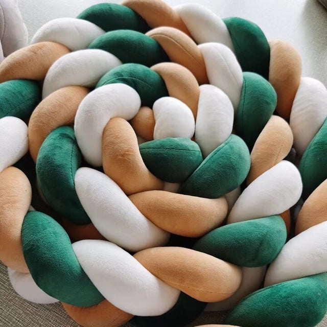 Parachoques de cama de bebé de 1M-4M, nudo trenzado largo hecho a mano, tejido de felpa anudado, Protector de cuna de bebé, nudo, almohada, decoración de habitación, juego de cama Fivean unisex