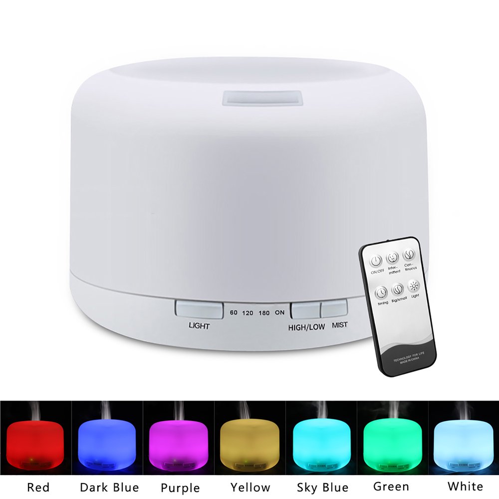 110V 500ML Aroma Essential Oil Diffuser, PKWQ476 7 Color Lights Cool