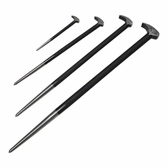 K Tool International Pry Bar Set, Lady Slipper Style; Ultra- Strength Heavy Duty Heat Treated Steel, Rolling Head Pry Bars (6", 12", 16", 20" sizes); KTI71600