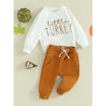 thumbnail image 2 of Diconna Toddler Baby Boy 2Pcs Thanksgiving Clothes Long Sleeve Sweatshirt Solid Color Pants Festival Outfit 12-18 Months, 2 of 8