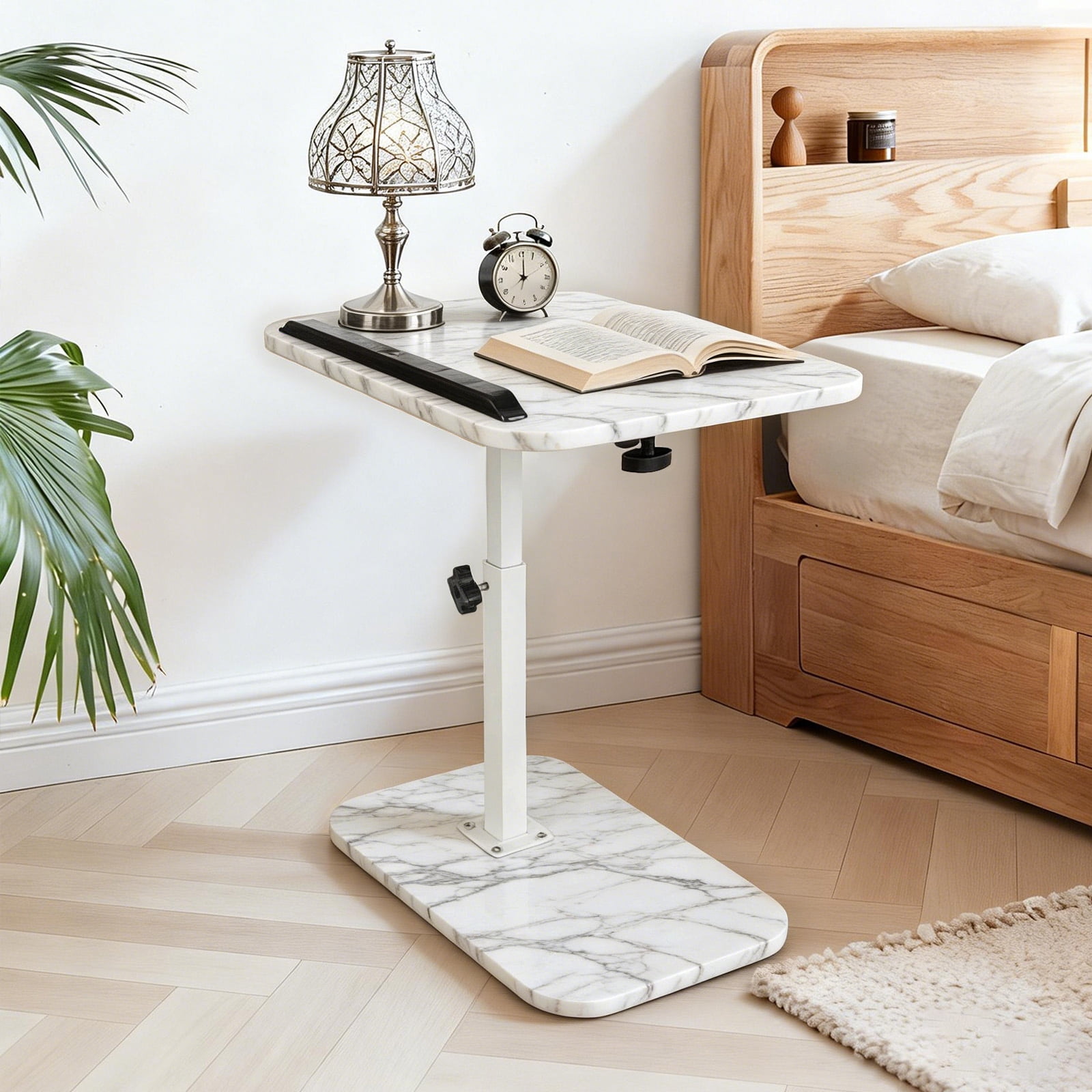 PinkSheep Small Side Table End Table Accent Table Tray Table  for Bedroom Living Room Small Spaces, White