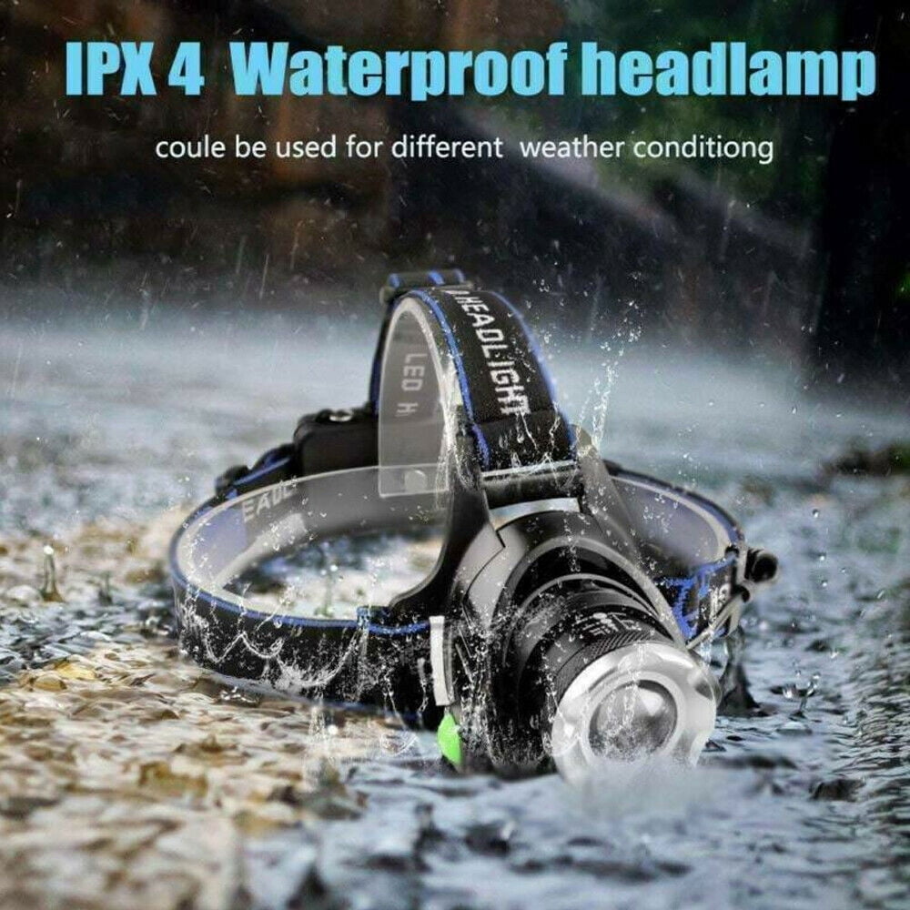 Rechargeable LED Headlamp Flashlight - High Lumens Zoomable Beam, Adjustable Head Strap, Tactical Light for Camping/Hiking/Outdoor Use