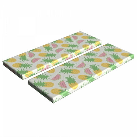

Summer Bench Cushion Set of 2 Pineapples and Watermelons Doodles on a Dotted Scales Background Standard Size Foam Pad and Decorative Cover Apple Green Yellow by Ambesonne