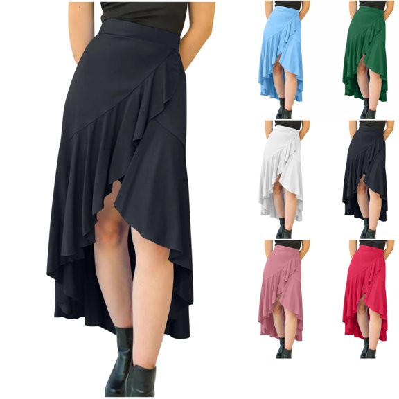 Women's Summer Fashion Solid Color Irregular Elastic Waist Skirt Comfort Colors Business Casual Outfits Going Out Senior Front Gifts Skirts For Women