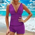 thumbnail image 4 of Sevevn Women Swimsuits Sling Tanks Bikinis Solid Bathing Swimsuits Split Suit Swimwear Sales Today Clearance Purple XXL, 4 of 9