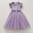 thumbnail image 2 of Wdgfv Toddler Girls Flutter Sleeve Embroidery Bowknot Dress Summer Casual Party Tutu Dress for Kids Playground Beach Wedding Purple 12-18 Months, 2 of 4