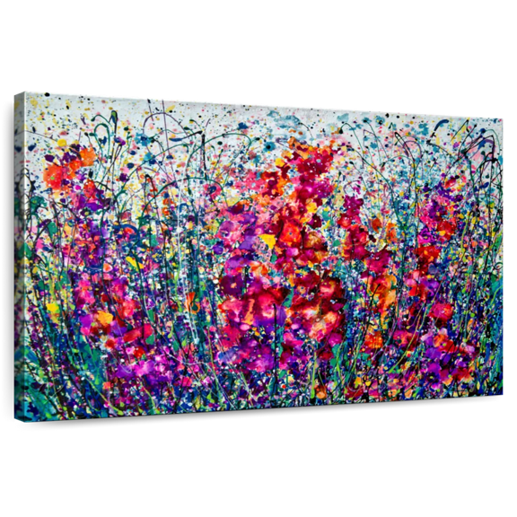 Elephant Stock The Breath Of Summer Wall Art - Horizontal Canvas Wall Art - Living Room Wall Decor - Abstract Canvas - Red And Pink Decor By Olena - 12" x 8"