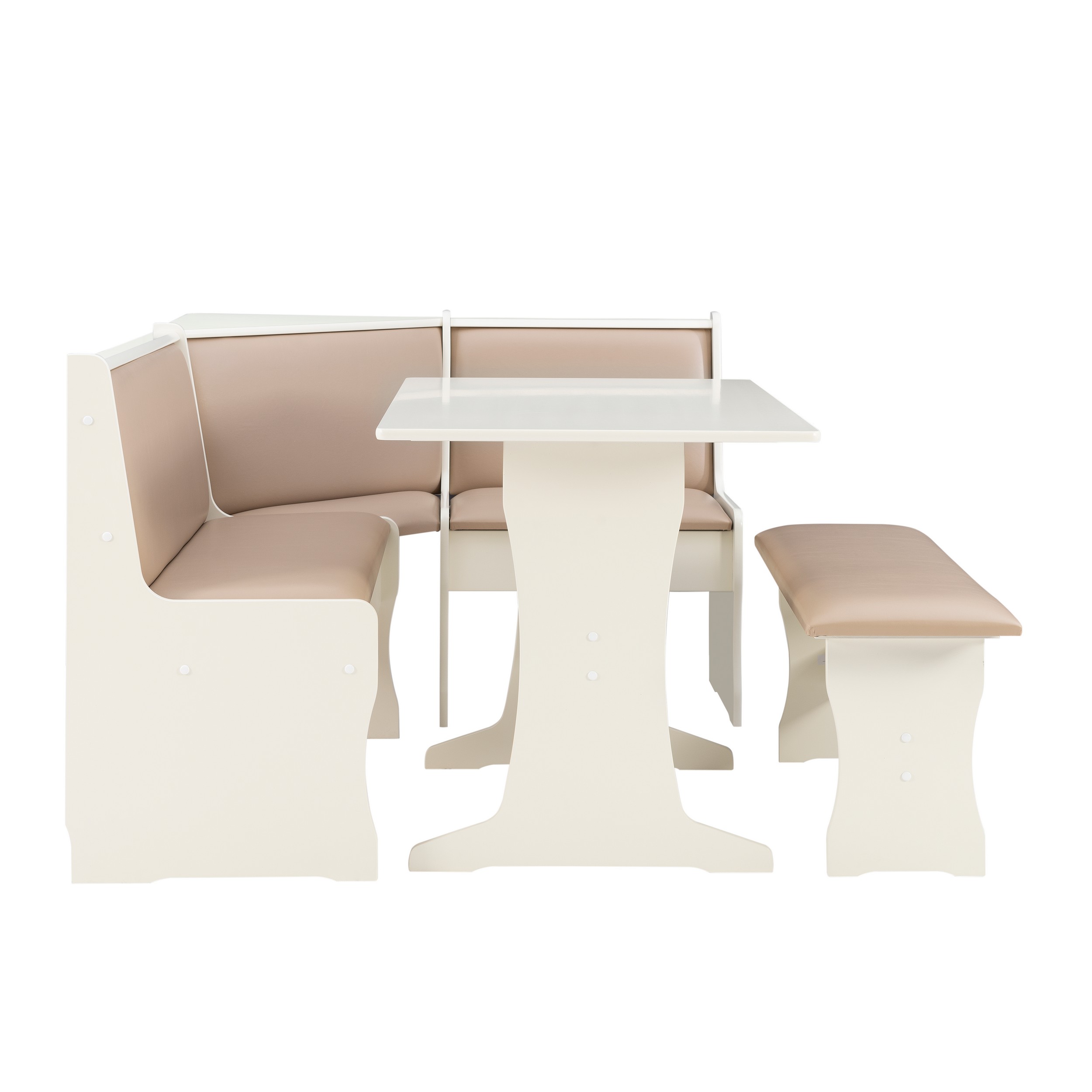 Linon Stella Dining Nook, Table, and Bench Set with Storage, Seats 5, Tan/Tan - image 5 of 19