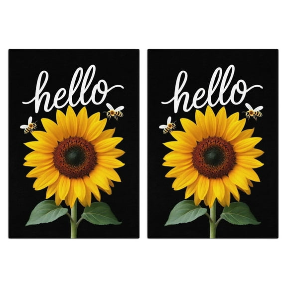 2 Pcs Funny Kitchen Towels,Sunflower with Bees and Hello Microfiber Dish Towels,Kitchen Tea Towels,Kitchen Towel Set (18" X 26")