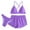 Purple, variant on hoksml Women's 3-Piece Bikini Set Cross Back Top, Bikini Bottom and Swim Shorts - Adjustable Ties for Beach