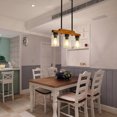 thumbnail image 3 of 3-Light Farmhouse Pendant Light with Seeded Glass, Adjustable Height Kitchen Island Lighting, Rustic Wood Chandelier for Dining Room, 3 of 9