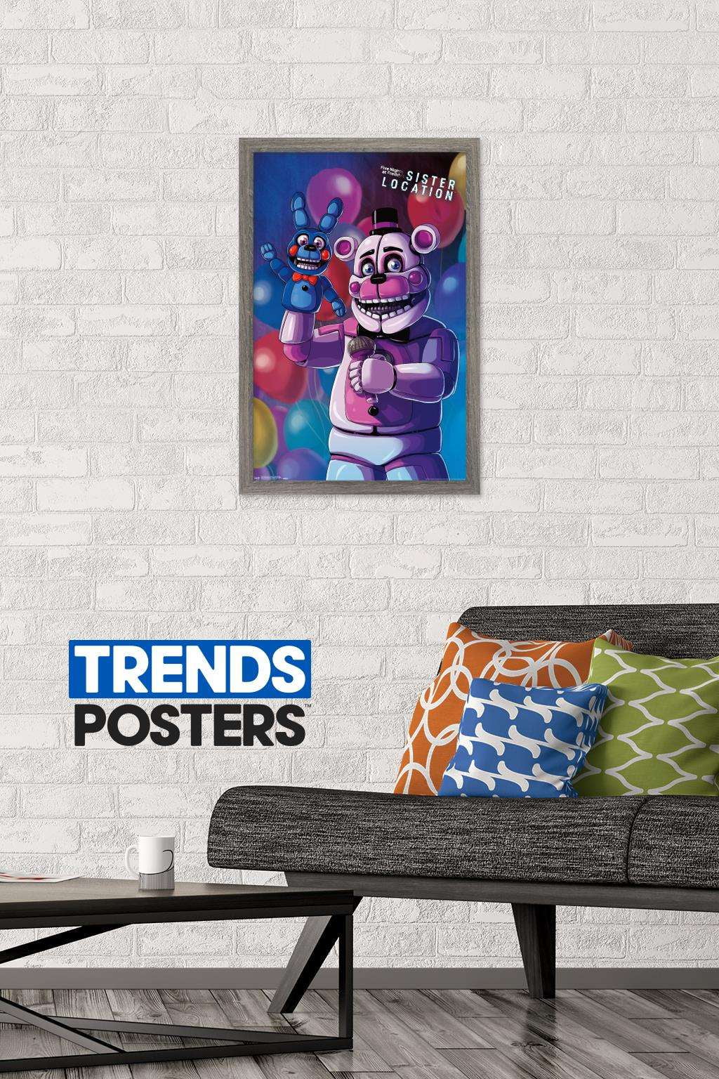 Five Nights at Freddy's: Sister Location - Funtime Freddy Wall Poster, 14.725" x 22.375", Framed