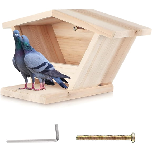 Wooden Dove Nesting Box with Triangular Opening - Outdoor Bird House for Doves to Nest and Roost, Flawless Garden Decor