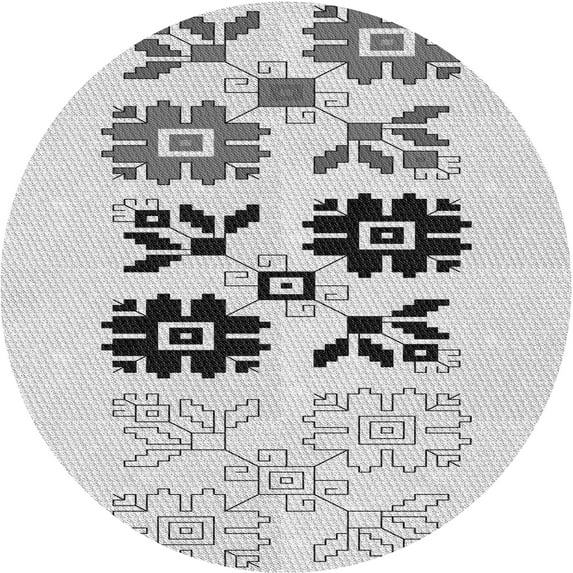 Ahgly Company Indoor Round Patterned Battleship Gray Area Rugs, 4' Round