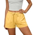 thumbnail image 5 of Resicozy Womens Linen Shorts Summer Casual Wide Leg Drawstring High Waist Beach Shorts Flowy Beach Vacation Pants with Pockets Yellow M, 5 of 5