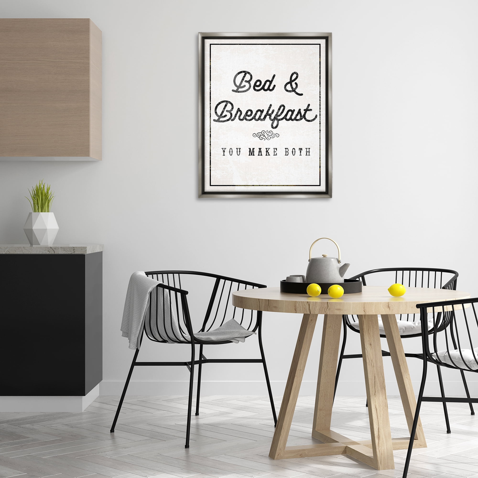 Stupell Industries Bed & Breakfast Humor Text & Numbers Painting Gray Floater Framed Canvas Art Print Wall Art, 25 x 31