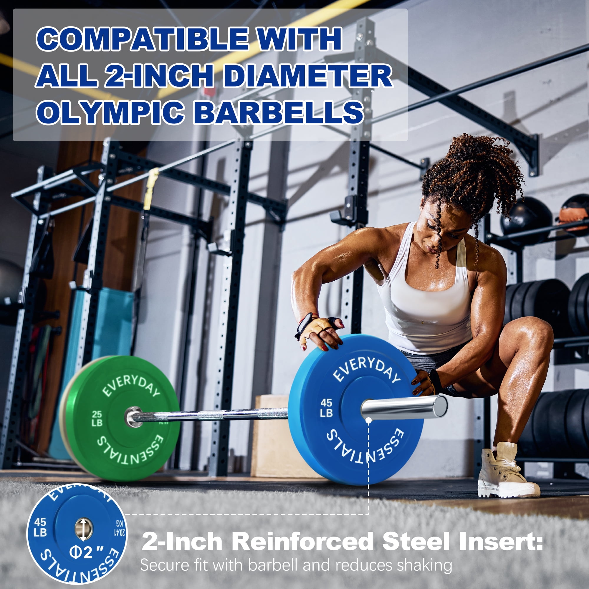 BalanceFrom Olympic Bumper Plate Weight Plate with Steel Hub, Color Coded, 160 lbs Set, Multiple Packages