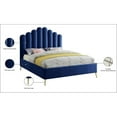 thumbnail image 5 of Meridian Furniture Lily Solid Wood and Tufted Velvet Queen Bed in Navy, 5 of 6