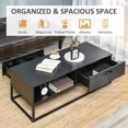 thumbnail image 4 of HOMCOM Coffee Table with Storage, Industrial Center Table with 2 Drawers and 2 Open Shelves, Rectangular Living Room Table, Black, 4 of 10