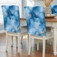 thumbnail image 2 of Marble Texture Chair Back Covers Set of 8, Blue Gold Crack Abstract Gradient Art Stretch Dining Chair Back Slipcovers Removable Seat Cover for Kitchen Restaurant Hotel Cafe, 2 of 9