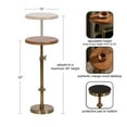 thumbnail image 6 of Kate and Laurel Engles Modern Adjustable-Height Pedestal Drink Table, 10 x 10 x 30, Walnut Brown and Brass, Mid-Century Round Indoor Metal Plant Stand with Solid Wood Tabletop, 6 of 12
