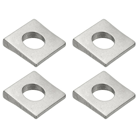 4pcs Beveled Square Washers, M12x28mm Square Beveled Washers Bearing Strut Plate Flat Pad Spacer 304 Stainless Steel for 12mm Bolts Wedge Shim Leveling Fastener Nut Bolt Gasket, Silver