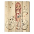 thumbnail image 3 of Designart 'Young Woman With Bicycle' Children's Art Print on Natural Pine Wood, 3 of 5